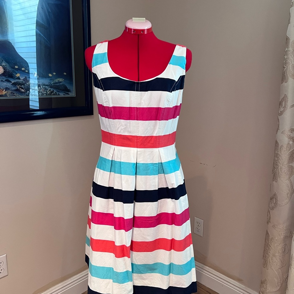 Nine West Multi-colored Sleeveless Fit & Flare Midi Dress